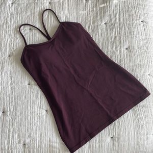 Lululemon Power Y Luon Tank Burgundy Red Workout Tank-top Size 8